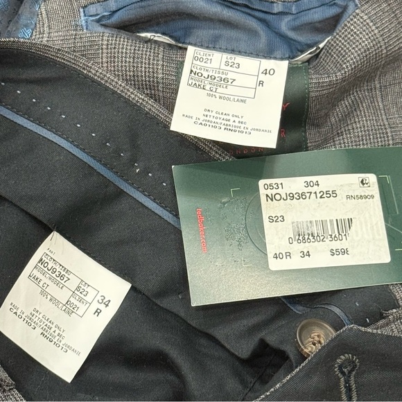 Ted Baker London No Ordinary Joe Jake Wool Suit Grey Black Glen Check 40REG 34W - Picture 16 of 16